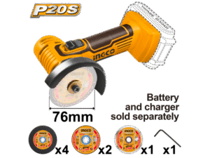 MINI AMOLADORA A BATERIA 3" 20V P20S MULTIFUNCIÓN SIN BAT SIN CARG INGCO CAGLI7601