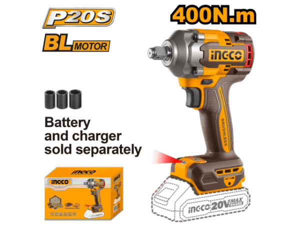 LLAVE DE IMPACTO A BATERIA 400NM 20V P20S SIN BAT SIN CARG INGCO CIWLI20401