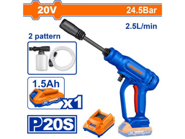 HIDROLAVADORA A BATERIA 20V 24,5 BAR 2,5 LTS/MIN C/BAT Y CARGADOR WADFOW - WQX01202