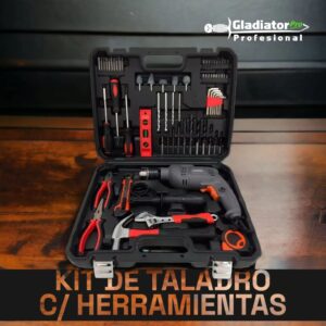 Combo Taladro Percutor 13mm + 40 Herramientas Gladiator Tp413k