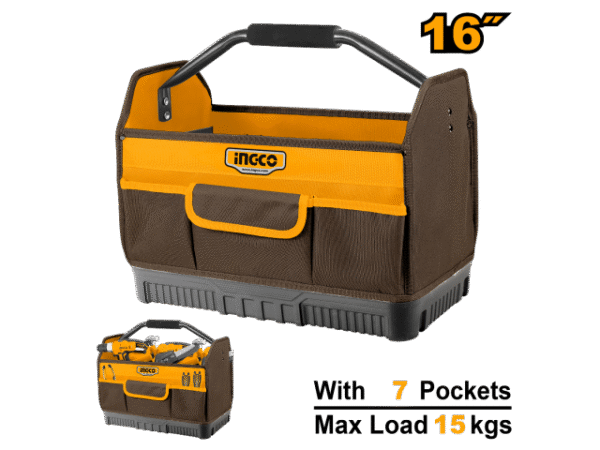 BOLSO DE HERRAMIENTAS CON BASE REFORZADA 16" CON 7 BOLSILLOS - 15KG - HTBGL04 INGCO