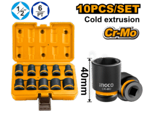 JUEGO 10 DADOS DE IMPACTO 1/2" INGCO HKISSD12101
